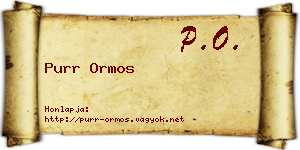 Purr Ormos névjegykártya